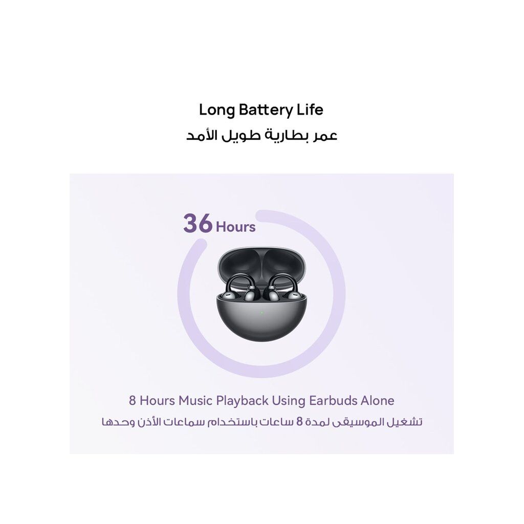 HUAWEI FreeClip Open-Ear True Wireless Bluetooth Earbuds – Futuristic Design, Long Battery, AI Calls – Black - Image 8
