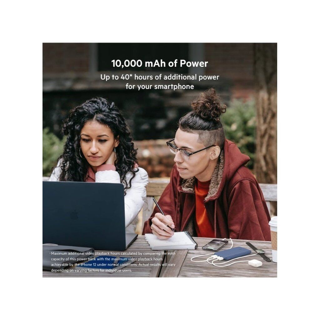 Belkin BoostCharge 10,000mAh Power Bank – 15W Portable Fast Charger with USB-C & Dual USB-A (Blue) - Image 4