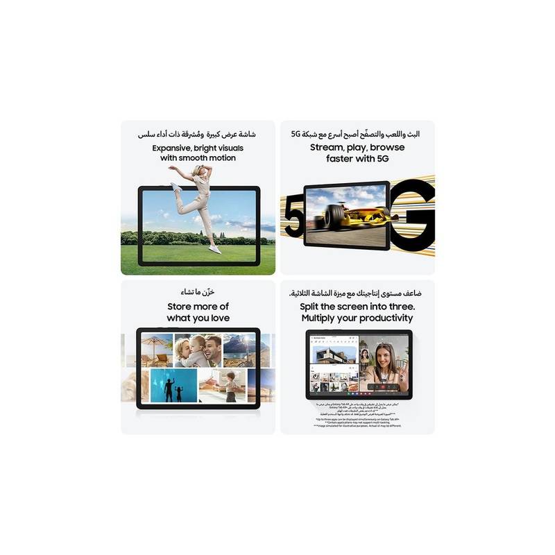 Samsung Galaxy Tab A9 Plus Wi-Fi + 5G Cellular - 128GB – Graphite (8GB RAM, 11” Display, Middle East Version) - Image 5