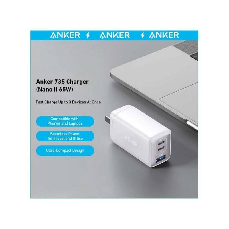 Anker 735 Charger (GaNPrime 65W) – 3-Port Compact USB-C Fast Charger with PowerIQ 4.0 & ActiveShield 2.0 (Black) - Image 7