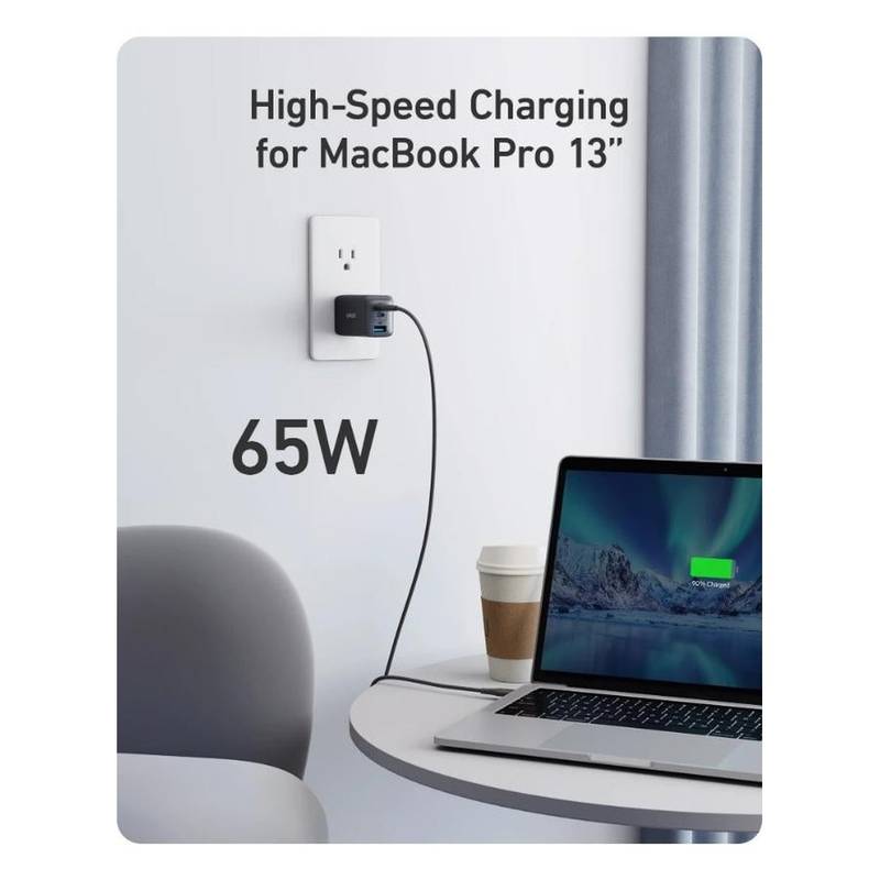 Anker 735 Charger (GaNPrime 65W) – 3-Port Compact USB-C Fast Charger with PowerIQ 4.0 & ActiveShield 2.0 (Black) - Image 8