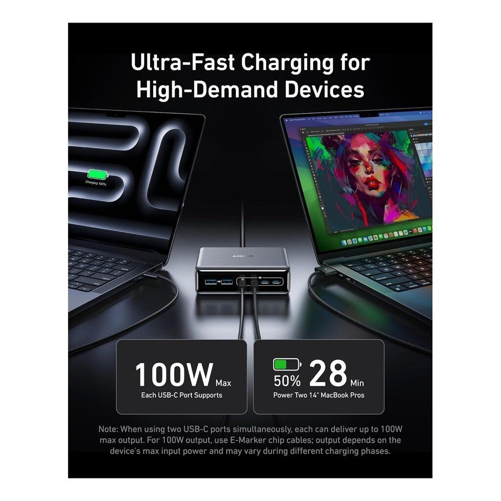 Anker Prime 200W 6-Port GaN Charging Station – Multi-Device Fast USB-C Charger with ActiveShield 3.0 (Silver) - Image 3