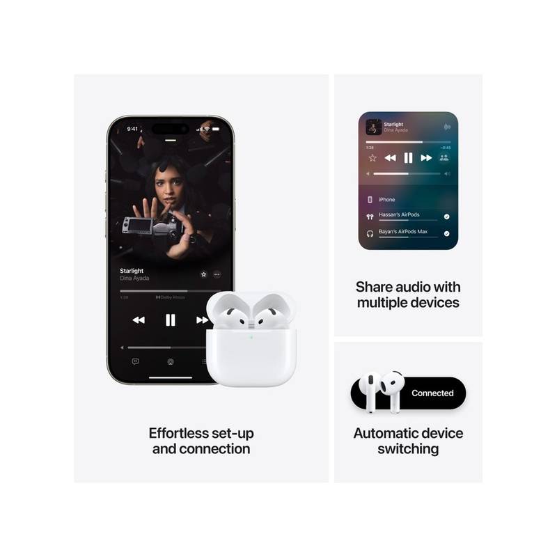Apple AirPods 4 (Standard) Wireless Earbuds – USB-C Charging, Spatial Audio, H2 Chip, 30H Battery Life – White - Image 7