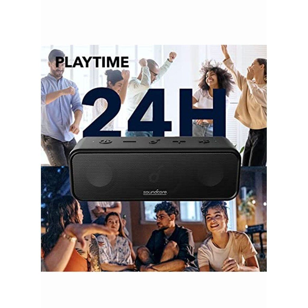 Soundcore 3 Bluetooth Speaker – 16W Stereo Sound, Titanium Drivers, BassUp, PartyCast, 24H Playtime & IPX7 Waterproof (Black) - Image 9