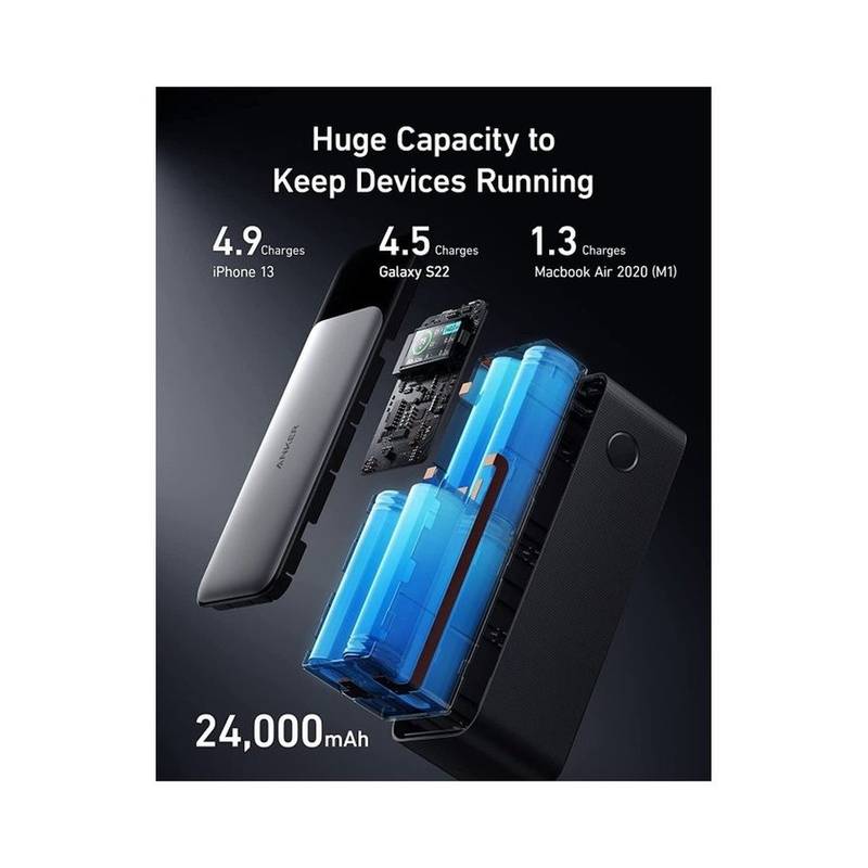 Anker 737 Power Bank (PowerCore 24K) – 24,000mAh 3-Port Portable Charger with 140W PD 3.1, GaNPrime Technology & Smart Display (Black) - Image 4