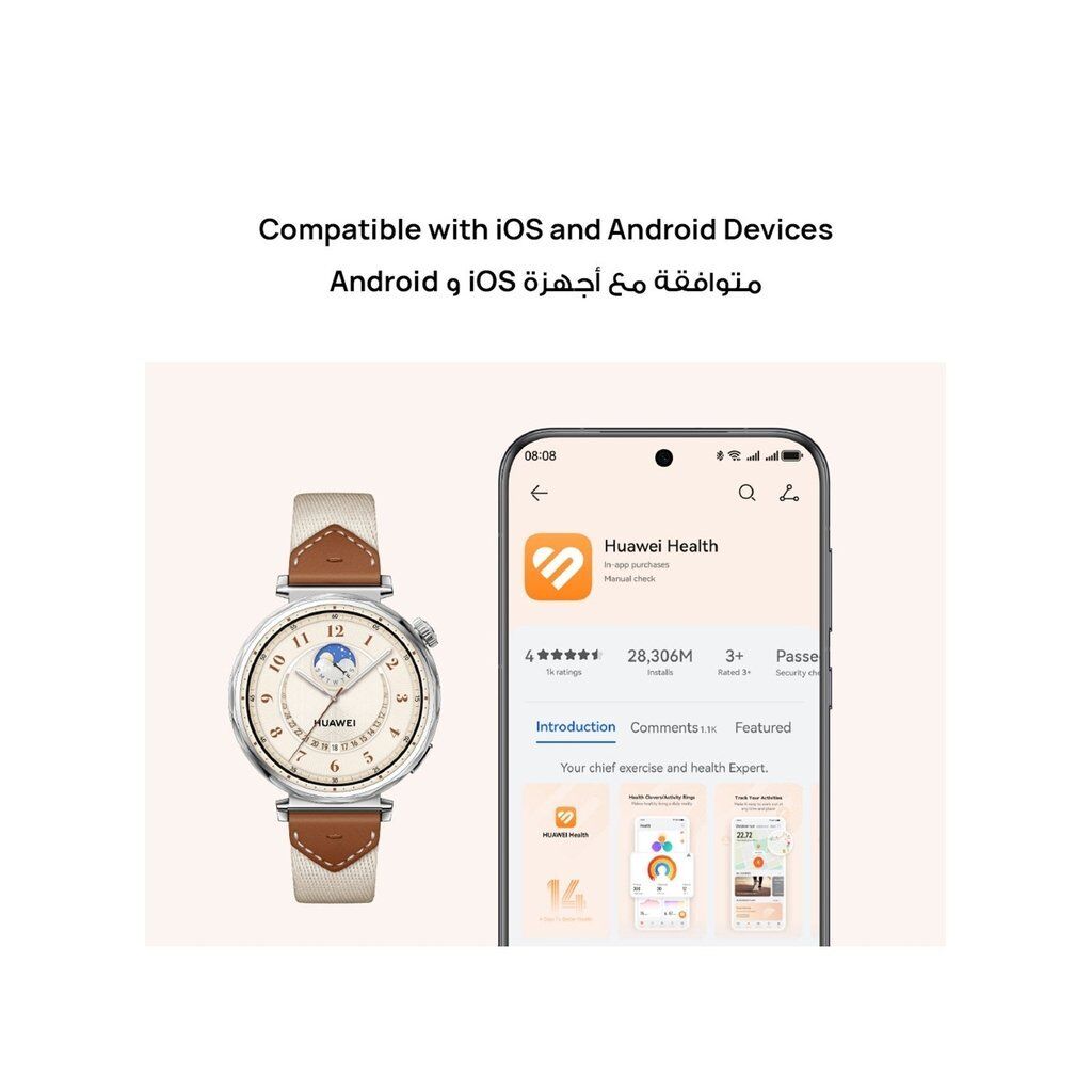 Huawei Watch GT 5 41mm Smartwatch – AMOLED Display, 7-Day Battery, Health Tracking, Running & Cycling GPS, Blue Fluoroelastomer Strap - Image 8
