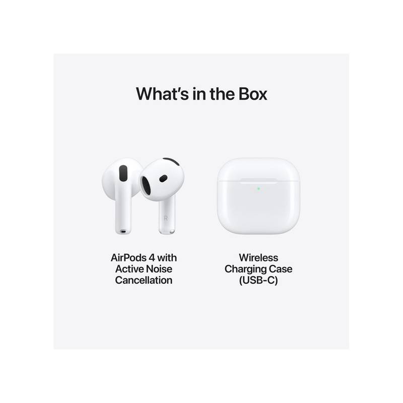 Apple AirPods 4 ANC Wireless Earbuds – USB-C Charging, Spatial Audio, Noise Cancellation, H2 Chip – White - Image 9