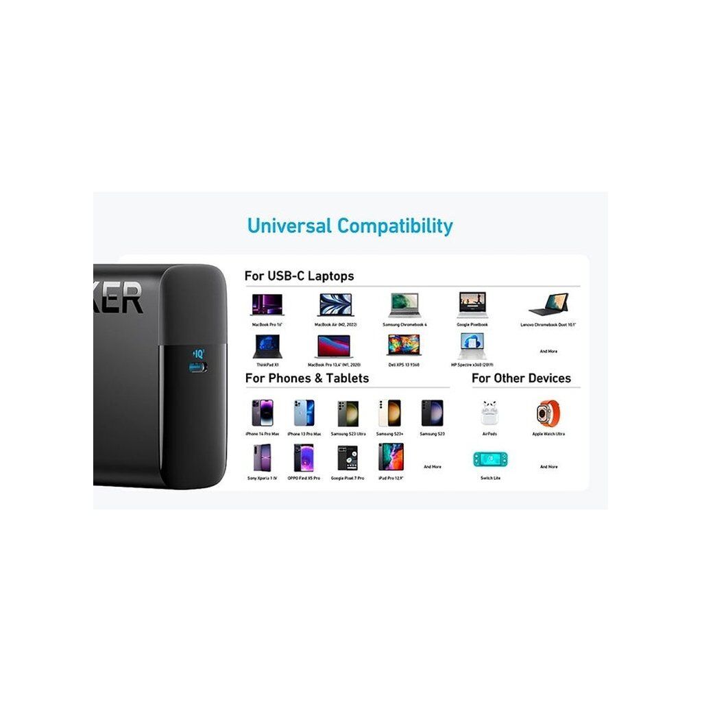 Anker 317 Charger (100W) – Compact Foldable USB-C Fast Charger for MacBook Pro/Air, iPhone, Galaxy, iPad & More (with 5ft USB-C Cable, Black) - Image 3